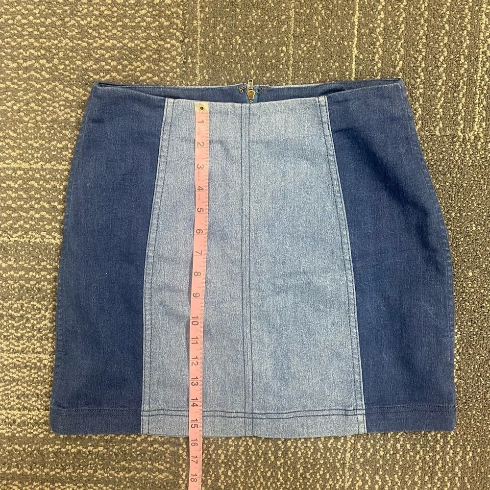 Free People Modern Femme Denim Color-block Mini Skirt Size 6